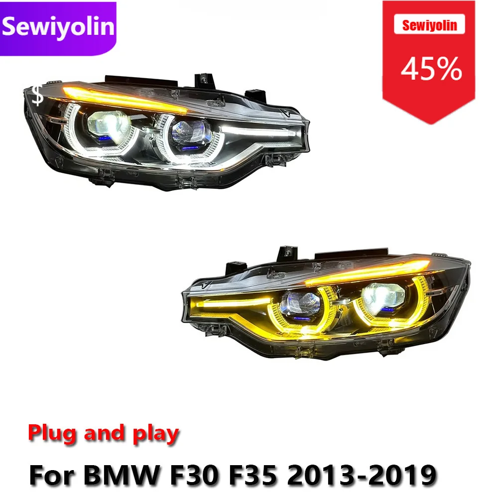 

Автомобильные светодиодные фары DRL в сборе для BMW F30 F35 2013-2019, двухцветные противотуманные фары DRL, стоп-сигнал поворота, Plug and Play