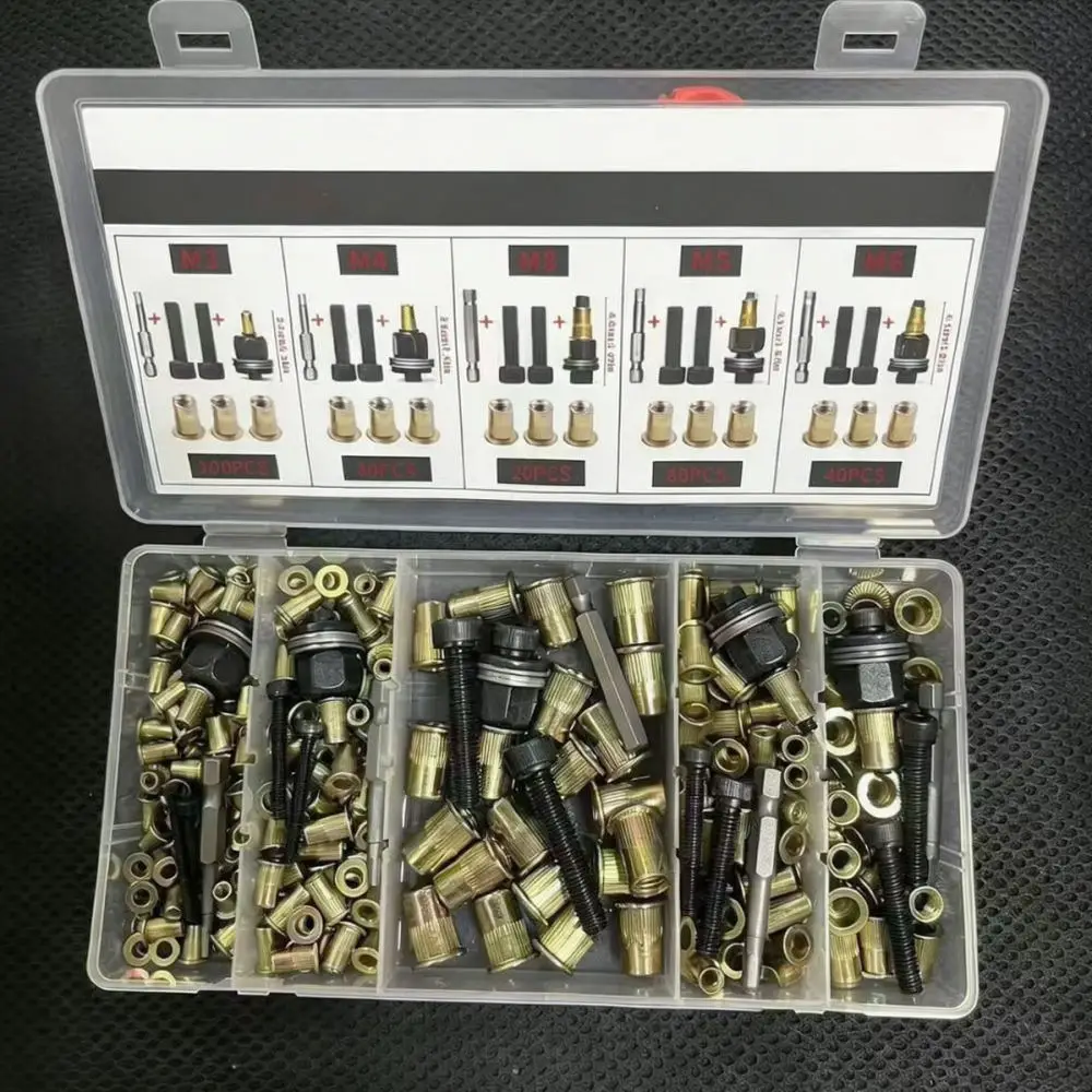 Automotive Mechanical Repair Rivet Nut Tool Set Threaded Inserts Carbon Steel Fastener Manual Applicator Hardware Kit