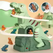 Dinosaur climbing slide music toy with 3 dinosaurs, puzzle fun electric slide toy car, Halloween boy and girl Christmas gift