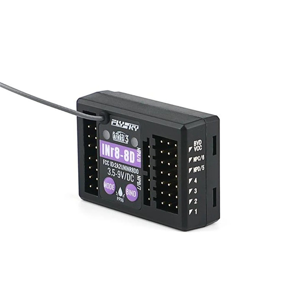 

Flysky INr8-8D 2.4GHz 8CH AFHDS 3 Waterproof RC Receiver Integrated Lighting Control Compatible with NB4 NB4+ NB4PRO NB4 PRO