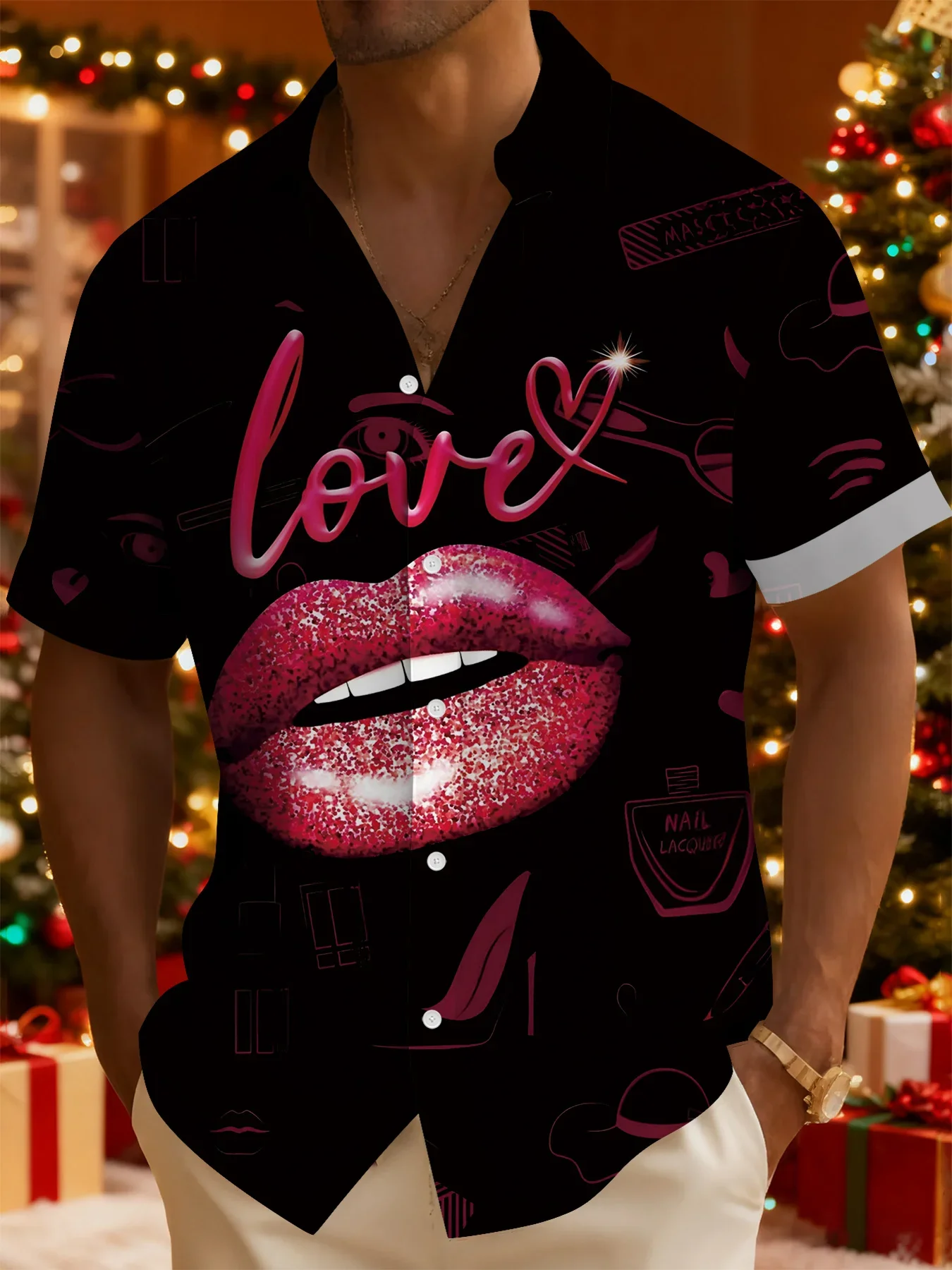 

Men's Holiday Hawaiian Shirt Summer Fashion Casual Man Short Sleeve Tropical Print Beach Wear Breathable Party Tops