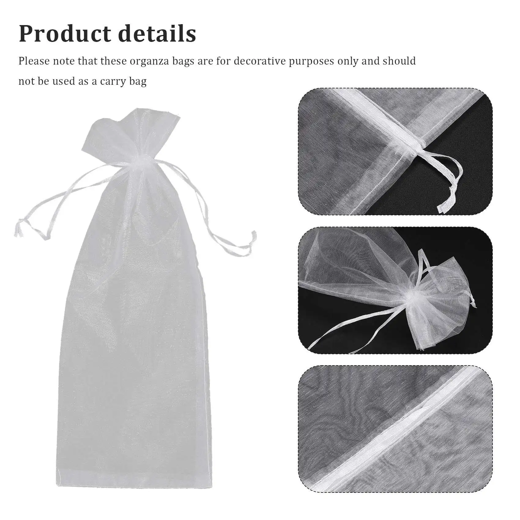 20 ชิ้น Sheer Organza ถุงไวน์ 14X37 เซนติเมตรนํากลับมาใช้ใหม่ง่ายขวดห่อชุดงานรื่นเริงบรรจุภัณฑ์ Baby Shower Wedding Favors ตัวอย่าง D