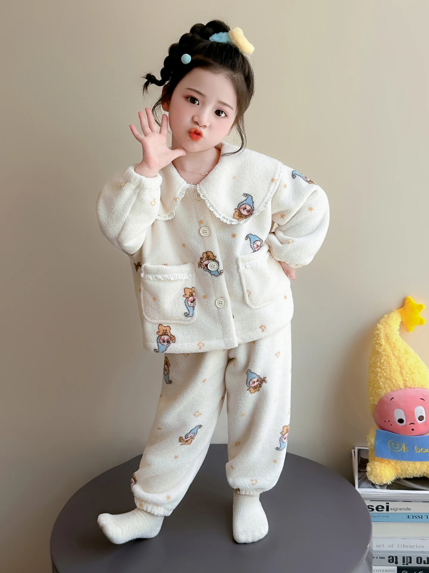 thickened-flannel-baby-girl-sleepwear-autumn-winter-home-clothes-set-warm-home-furnishing-outfit-long-sleeve-long-pants-gown