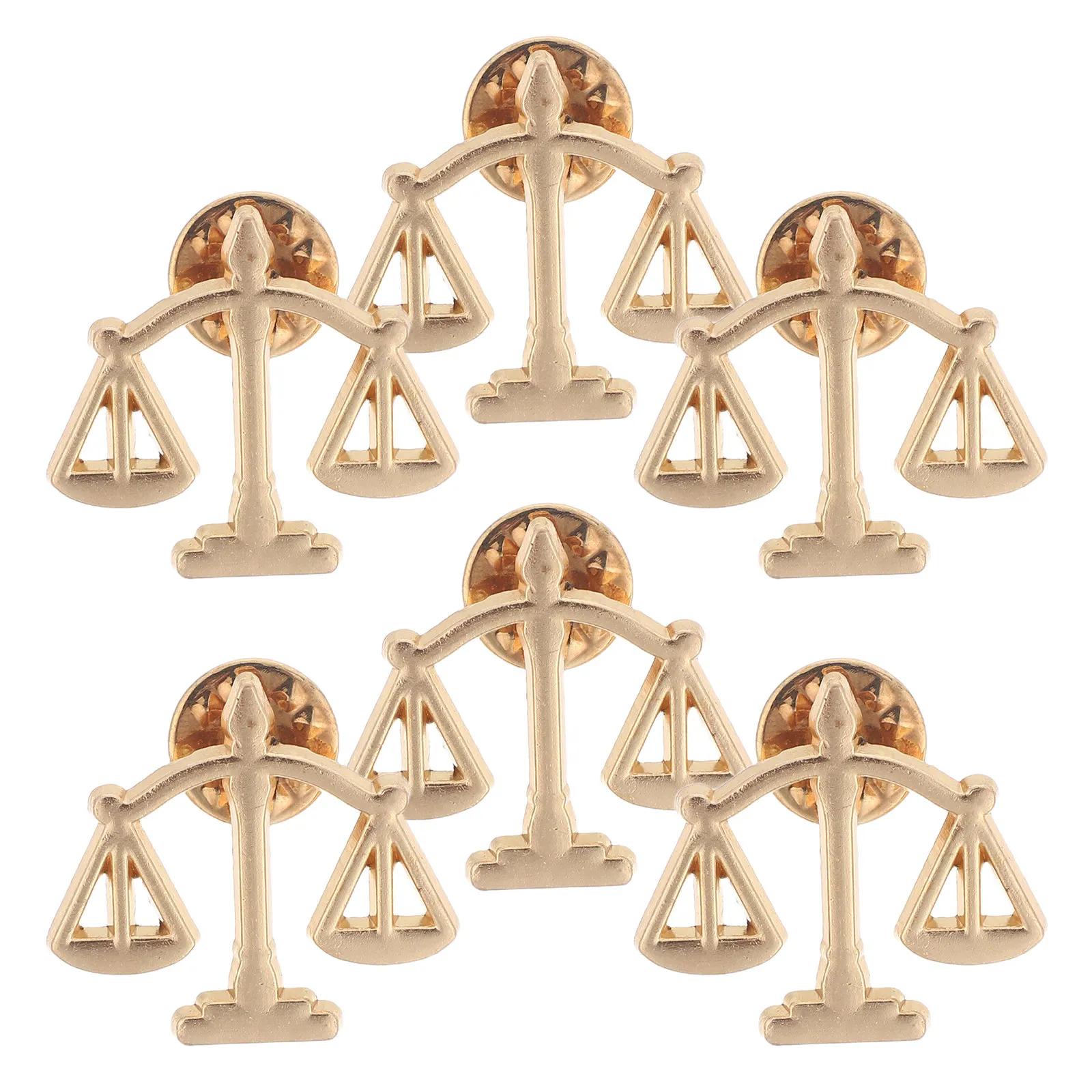Lot de 6 broches en métal en forme de balance pour homme, pour revers de costume, chemise, veste, avocat, juge, professionnel juridique, affaires formelles