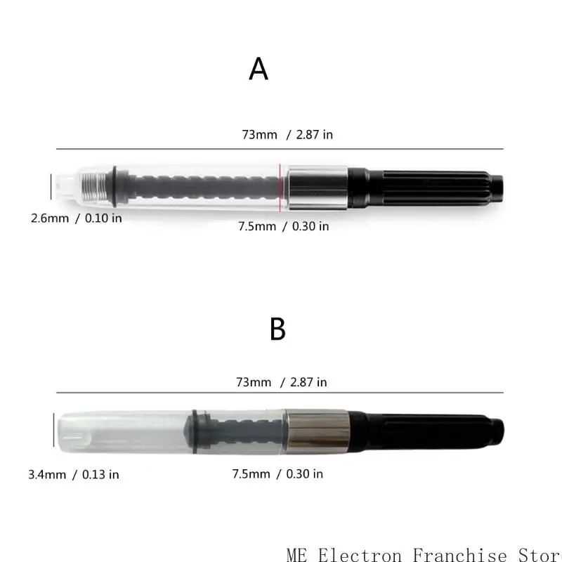 T5EA نافورة القلم الحبر محول 2.6 مم أو 3.4 ملم قطر القطر الدوار الحبر الحبر للحبر للكتابة السلسة