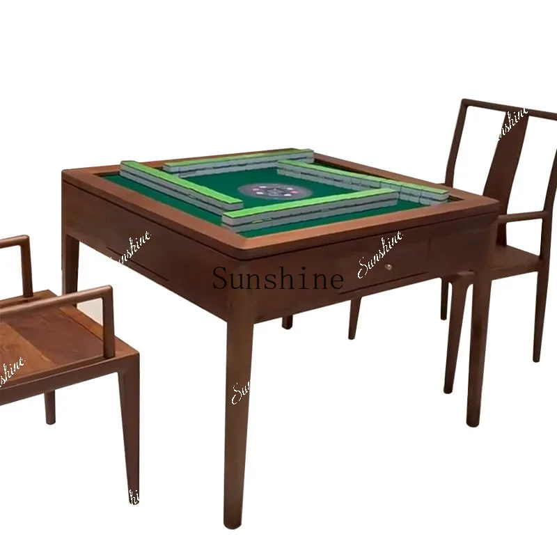 Black walnut mahjong table and chair combination minimalist leisure entertainment chess and card table  FT