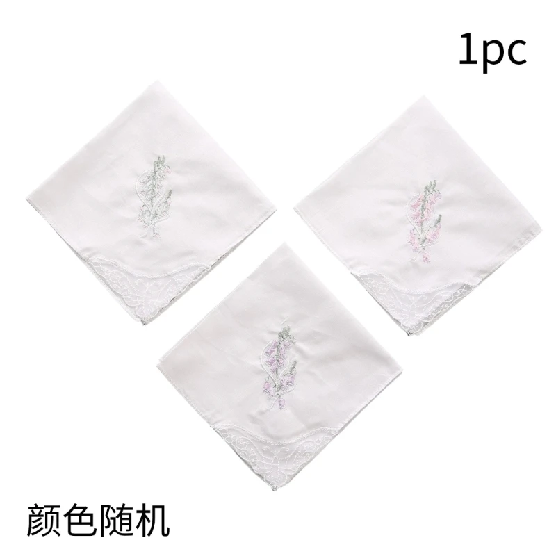 28cm Colorful White Lace Embroidered Handkerchief Square Towel Cotton Soft Embroidered Ladies Handkerchief for Party