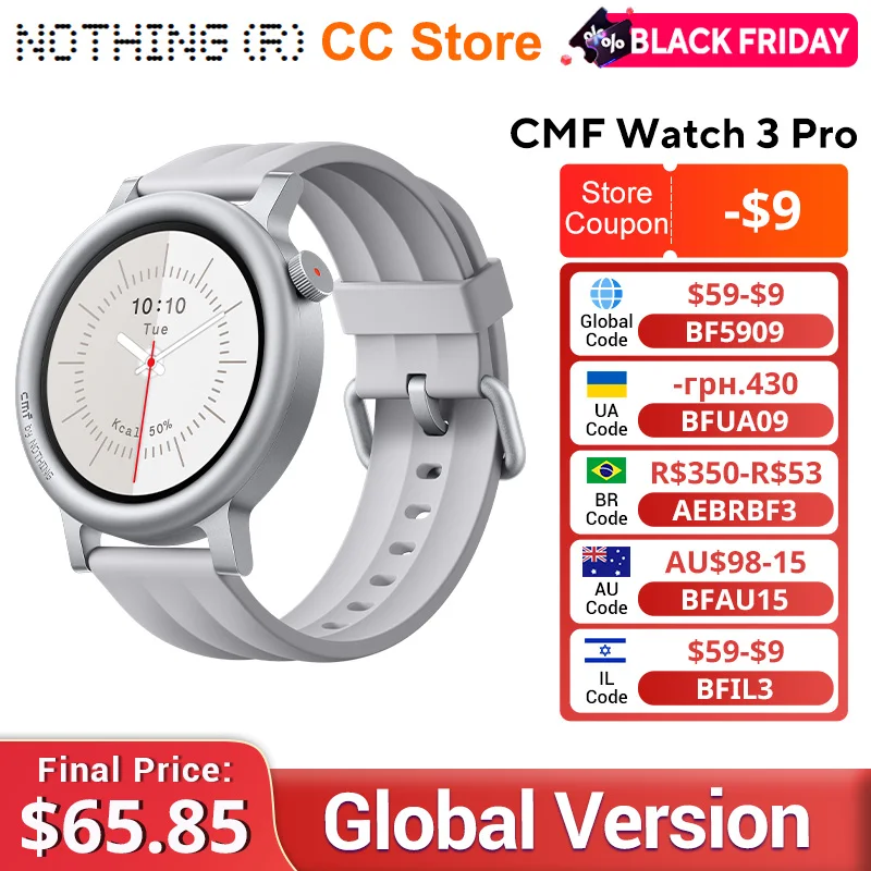 CMF BY NOTHING Watch 3 Pro Smart Watch 1.43"AMOLED Dual-Band GPS & 130+ Sport Modes Bluetooth Call AI Energy Sleep Monitor IP68