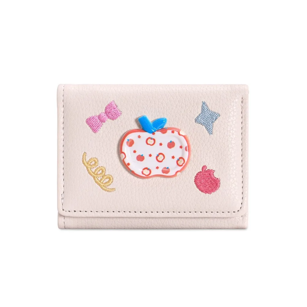 لطيف الكرتون أبل محفظة قصيرة متعددة فتحة بطاقة جلدية محفظة للعملة التطريز حامل البطاقة النساء #1