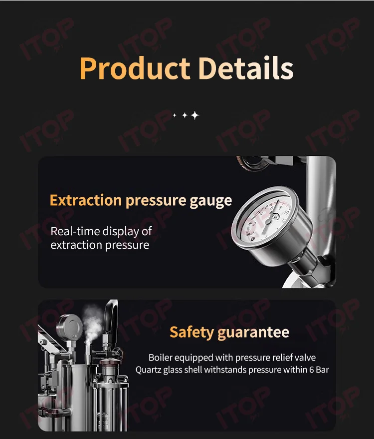 ITOP HPEM-C3S Hand Press Espresso Machine Stepless Pressure 9Bar Extraction Coffee Maker with Electric heating Box 220V/110V