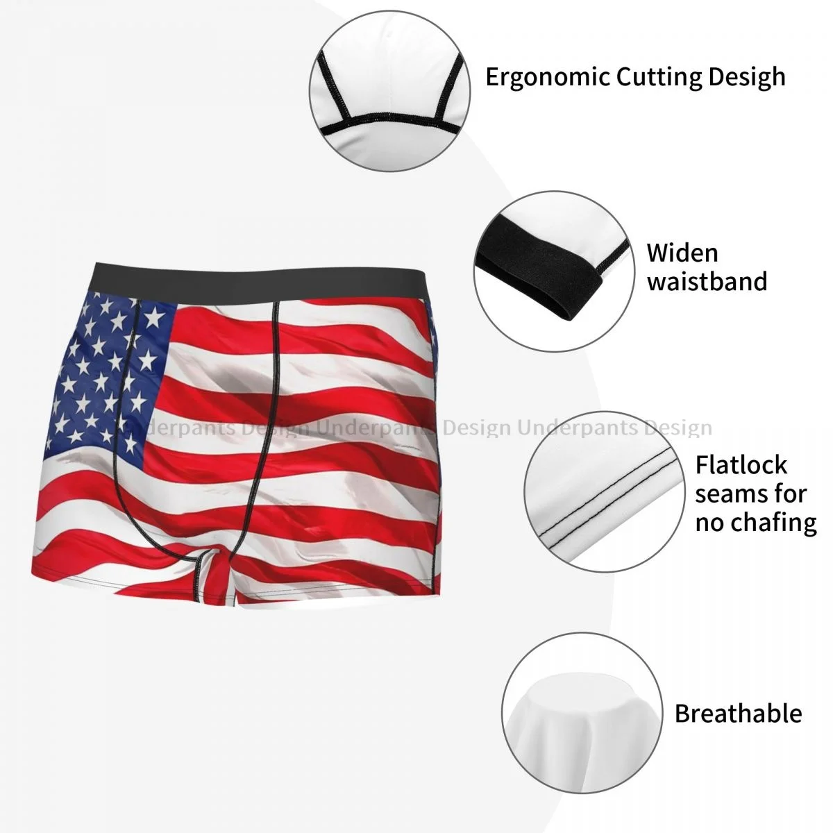 American National Flag Underpants Breathbale Panties Man Underwear Sexy Shorts Boxer Briefs