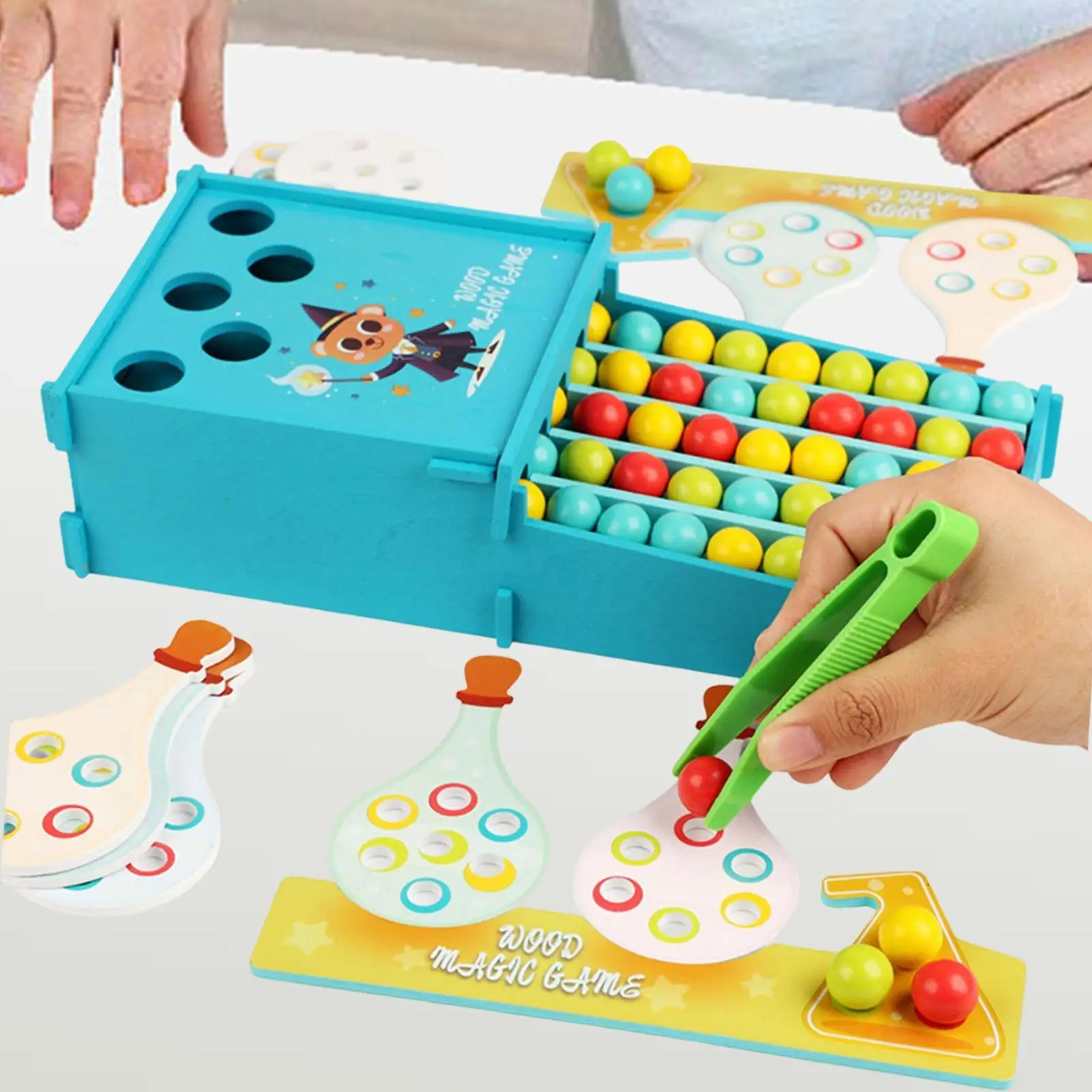 Drewniany Zestaw do Liczenia i Dopasowywania, Zabawki do Liczenia Koralików i Sortowania Kolorów dla Cierpliwości, Niemowląt, Koordynacji Ręka-Oko, Maluchów