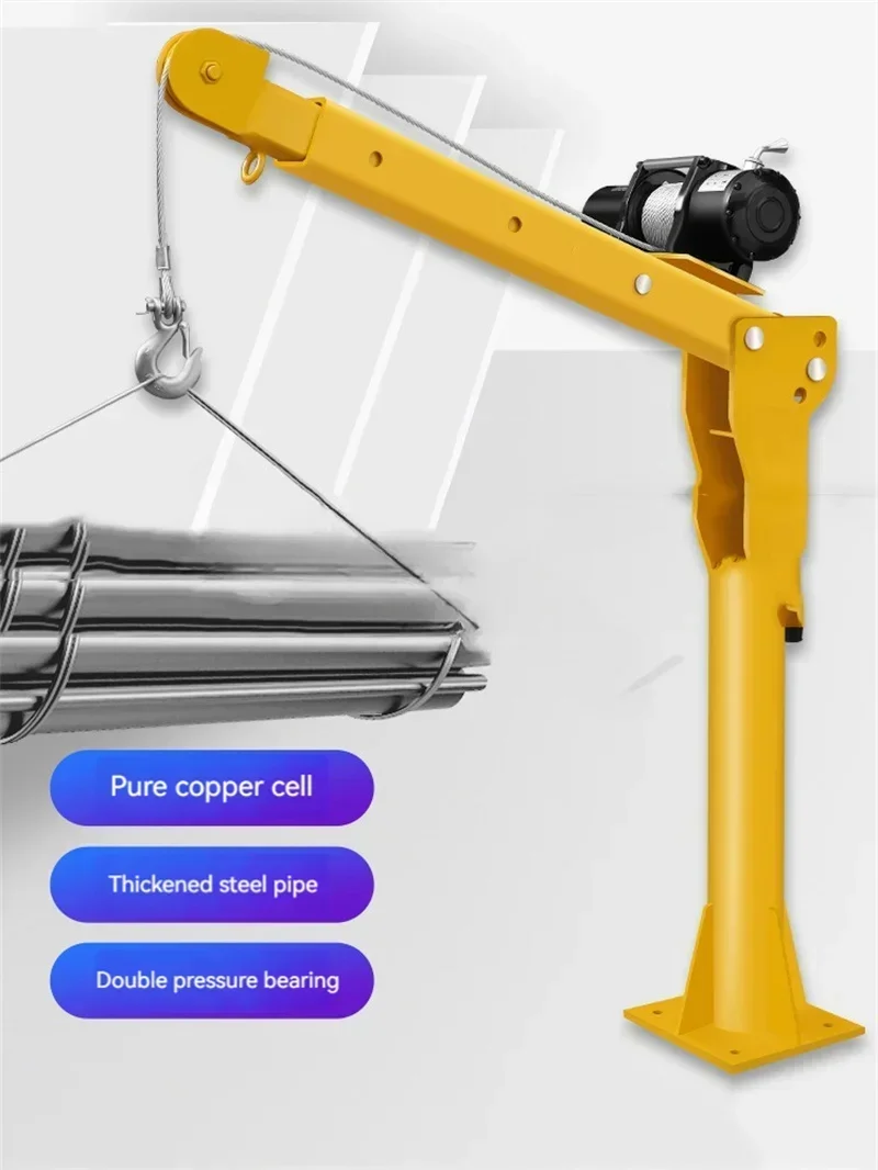Para guindaste pequeno montado em veículo, caminhão de 0,5 toneladas, guindaste automotriz montado em veículo, 12v/24v, grua elétrica doméstica