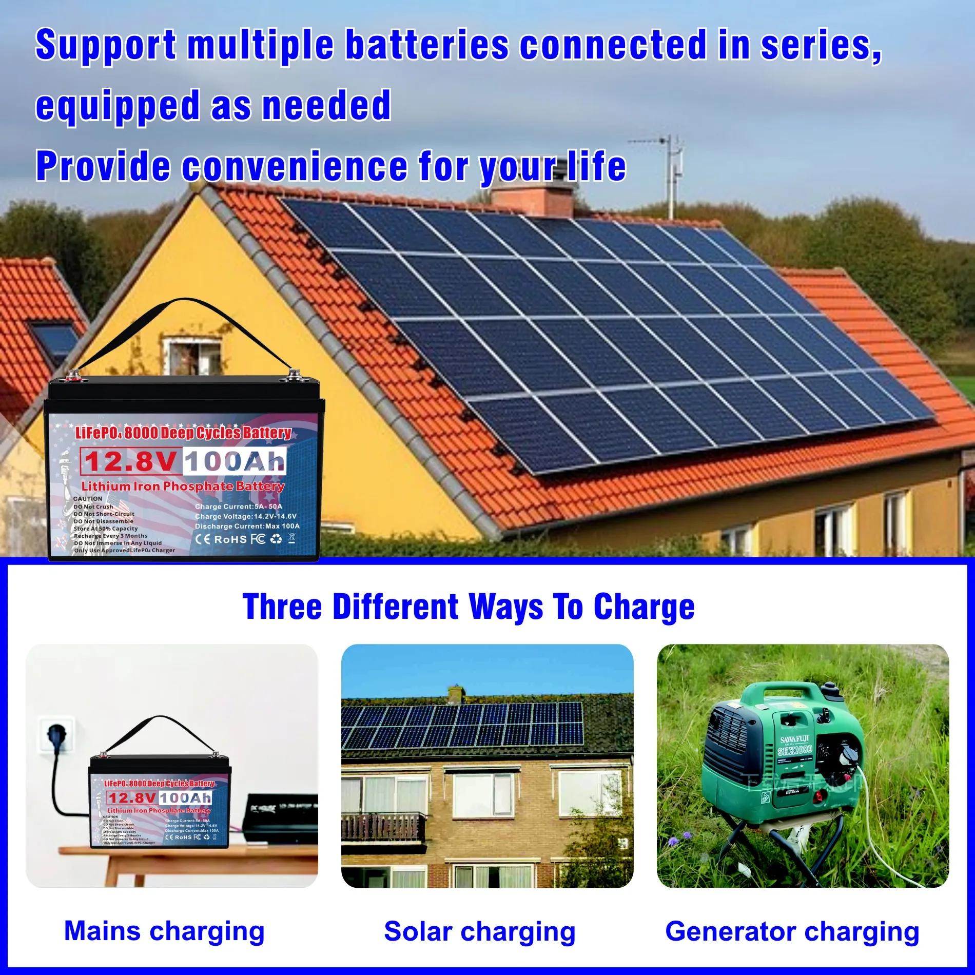 VEMDIA 12V Lithium Battery 100AH With BMS 8000 Deep Cycles Grade A Cells for Marine Trolling Motor RV etc