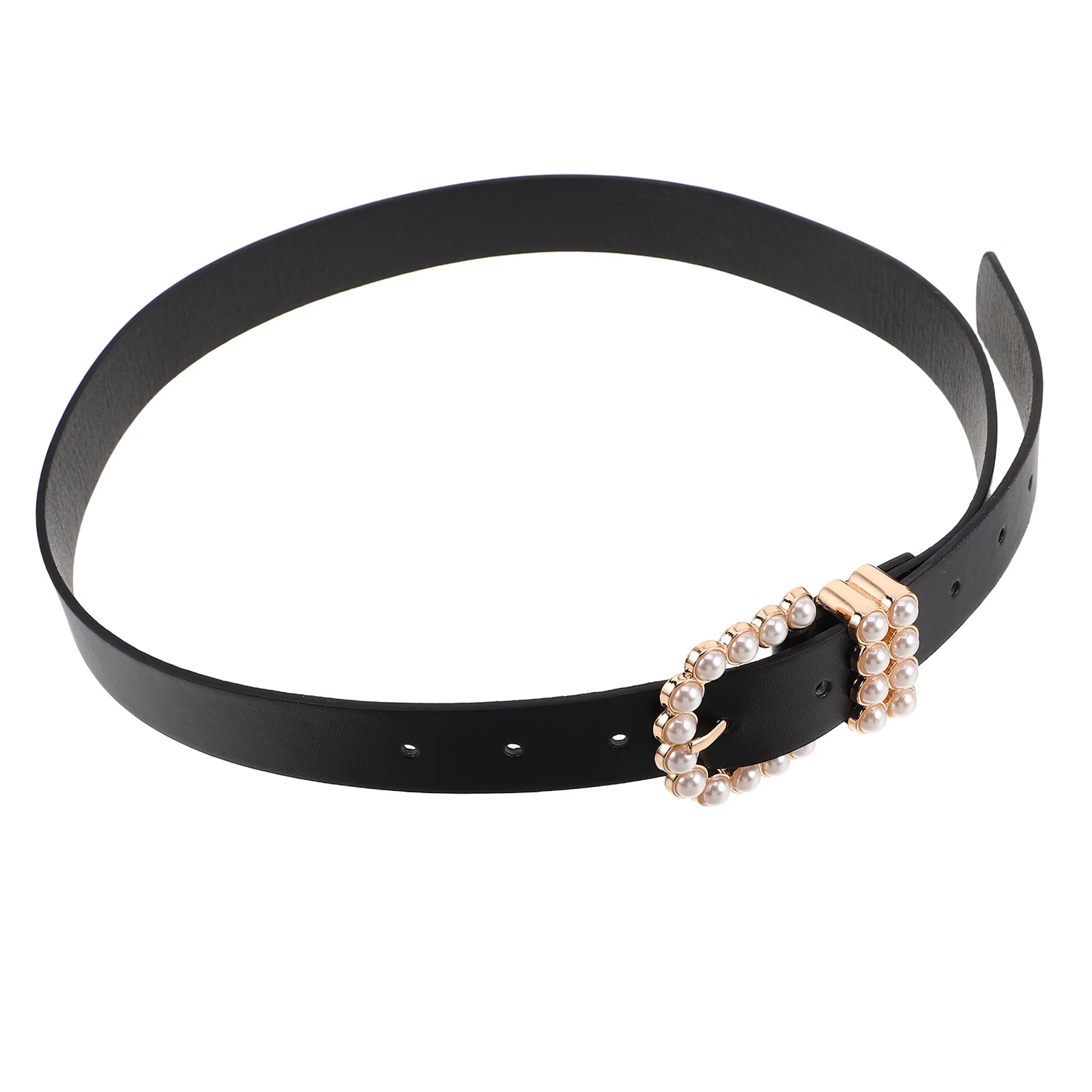 حزام بإبزيم لؤلؤي للنساء، حزام خصر أنيق قابل للتعديل من البولي يوريثان، فستان زفاف، جينز للسيدات