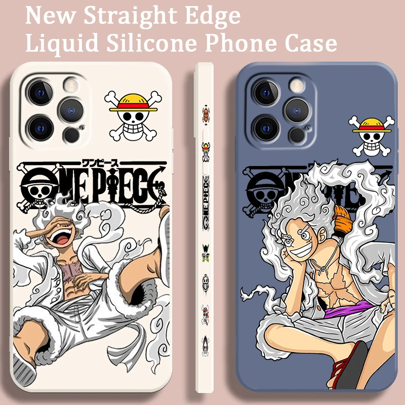 اليابانية قطعة واحدة لوفي كول لينة غطاء من البولي يوريثان الحراري آيفون 16 15 14 13 12 11 برو ماكس زائد للصدمات السائل اليسار حبل جراب هاتف