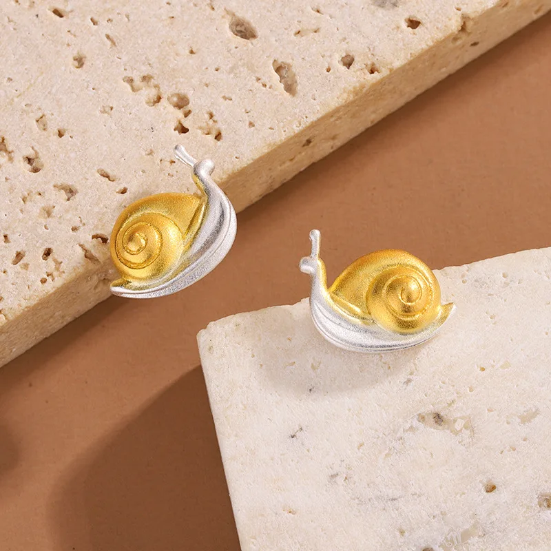 Sole Memory 925 Sterling Silver Cartoon Cute Snail Stud Earrings For Women Fine Jewelry Female Party Gift EA878