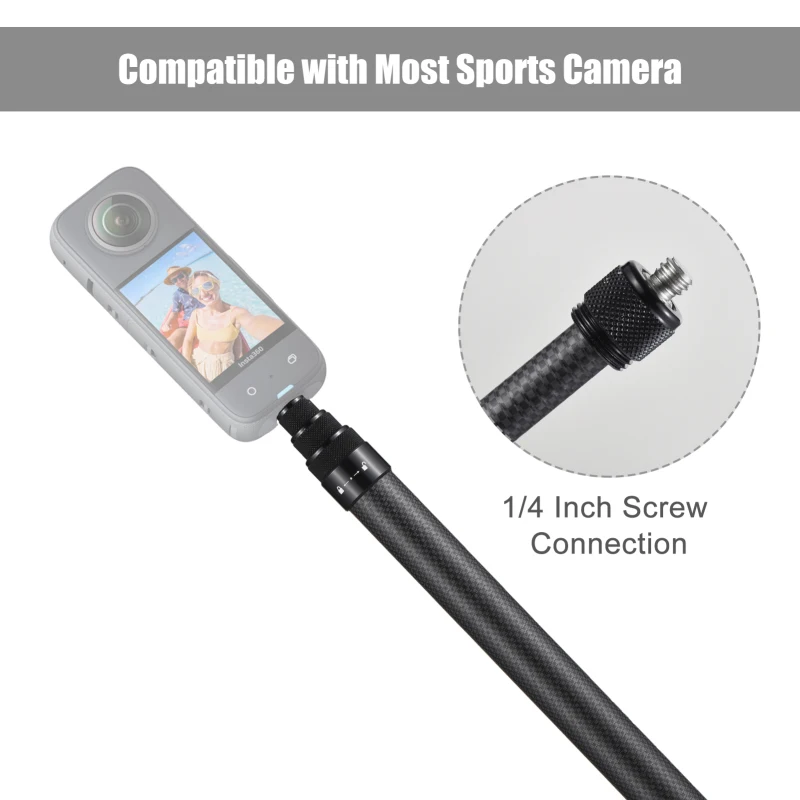 Staffa per fotocamera portatile con supporto in fibra di carbonio per Selfie Stick 1/4 \