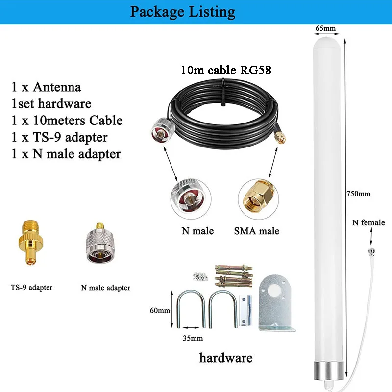 Imagem -06 - Antena Exterior Direcional de Omni 4g Lte 5g Gsm Umts 12dbi Roteador Celular Roteadores dos Hotspots Impulsionador