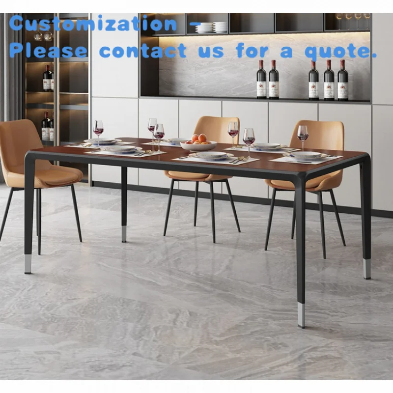 

custom.Modern Hotel Use Stainless Steel Wooden Chair Desk Set Italian Dining Table
