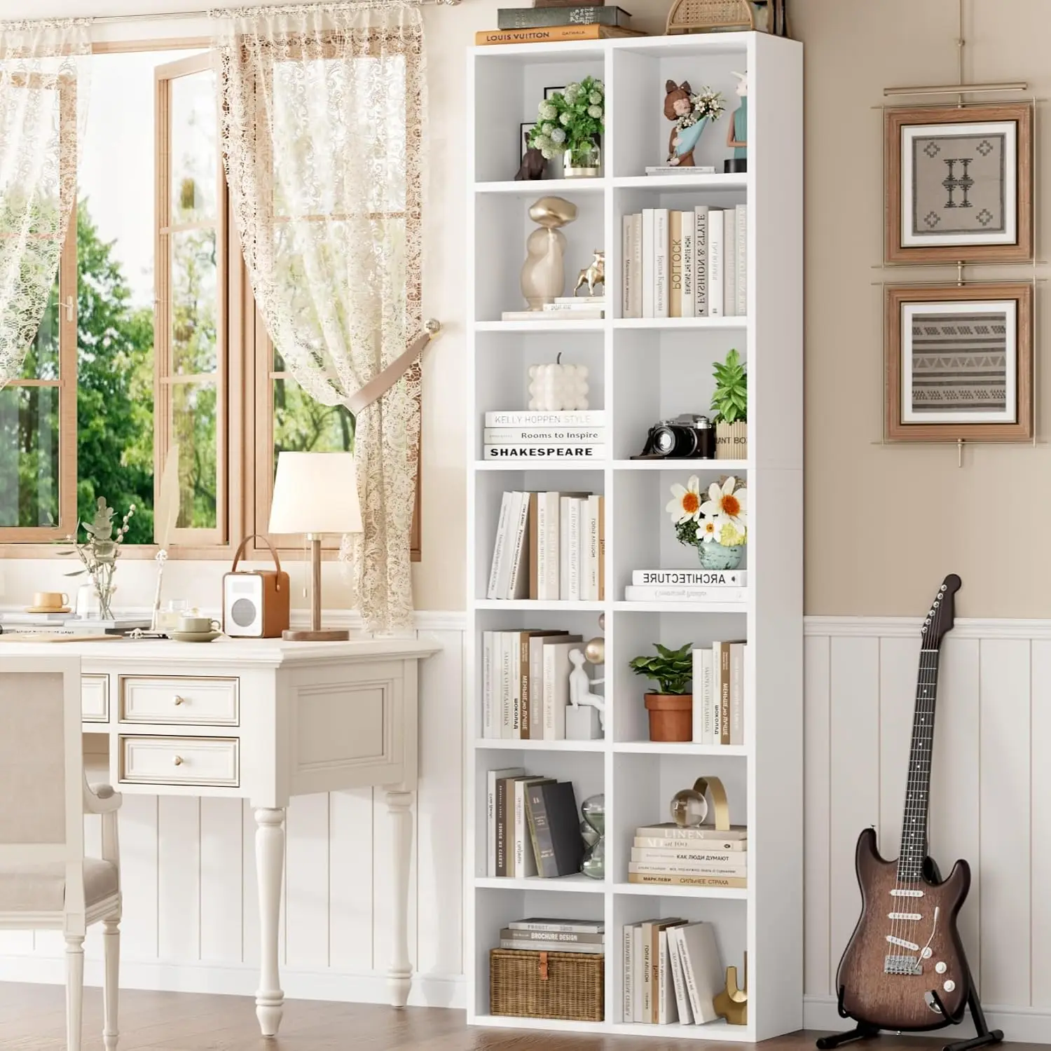 71'' Tall 7-Tier Narrow Bookshelf & DVD CD Media Storage Shelf, Customized