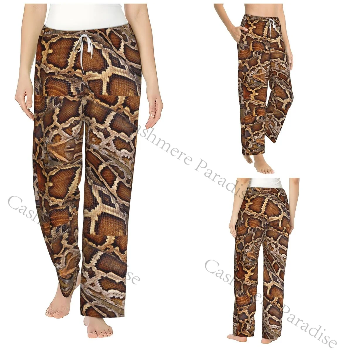 

Snake Skin Background Cozy Flannel Pajama Pants for Women Sleep Bottoms Home Loungewear