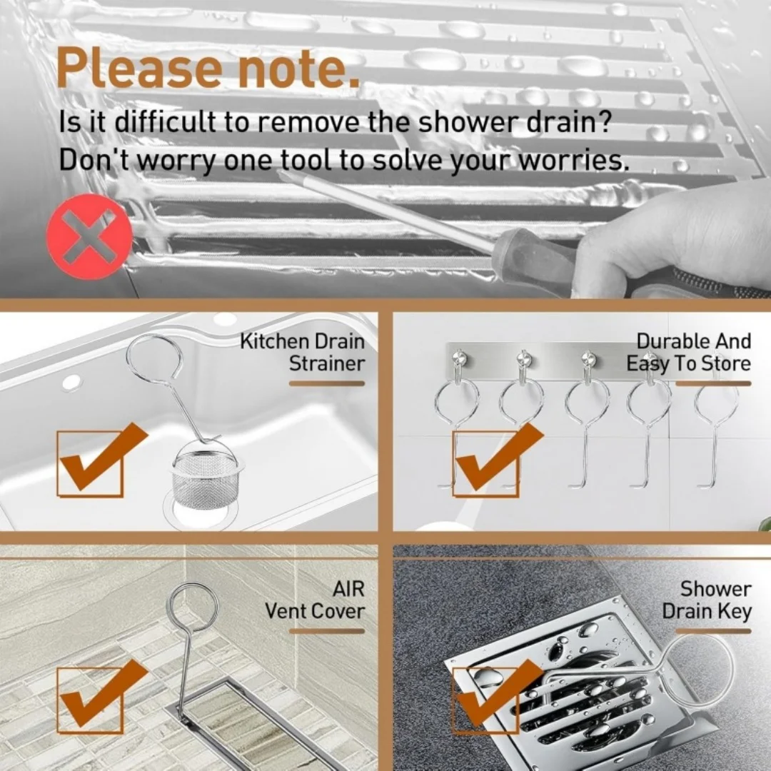Stainless Steel Floor Drain Pull Hook, Floor Drain Accessory, Stainless Steel Pull Ring, Floor Drain Cover Handle