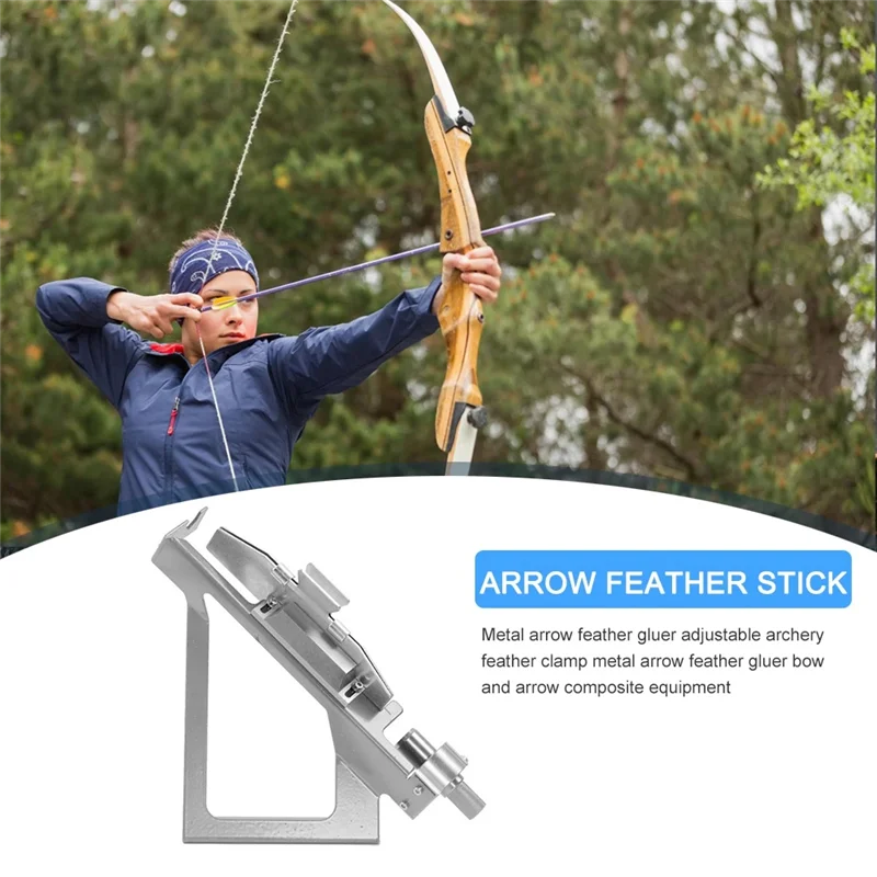 AEF5-화살 꼬리 깃털 부착 장치 스테인레스 스틸 양궁 깃털 Fletching Jig 스틱 사냥 액세서리