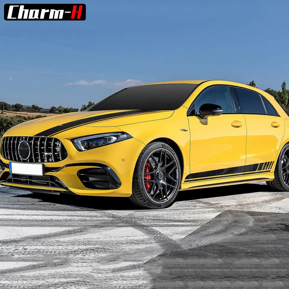 Car Hood Decal Side Stripes Skirt Sticker Kit for Mercedes Benz W177 AMG 2018-Present