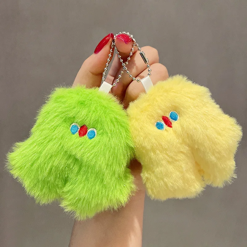 Cute Furry Monster Keychains Korean Plush Doll Keyring Girls Lovely Schoolbag Pendant Cartoon Key Chains Key Accessories