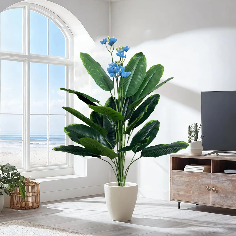 

55-88cm Large Artificial Banana Tree Fake Palm Plants Plastic Monstera Tropical Leaves Branches For Home Garden Outdoor Decor