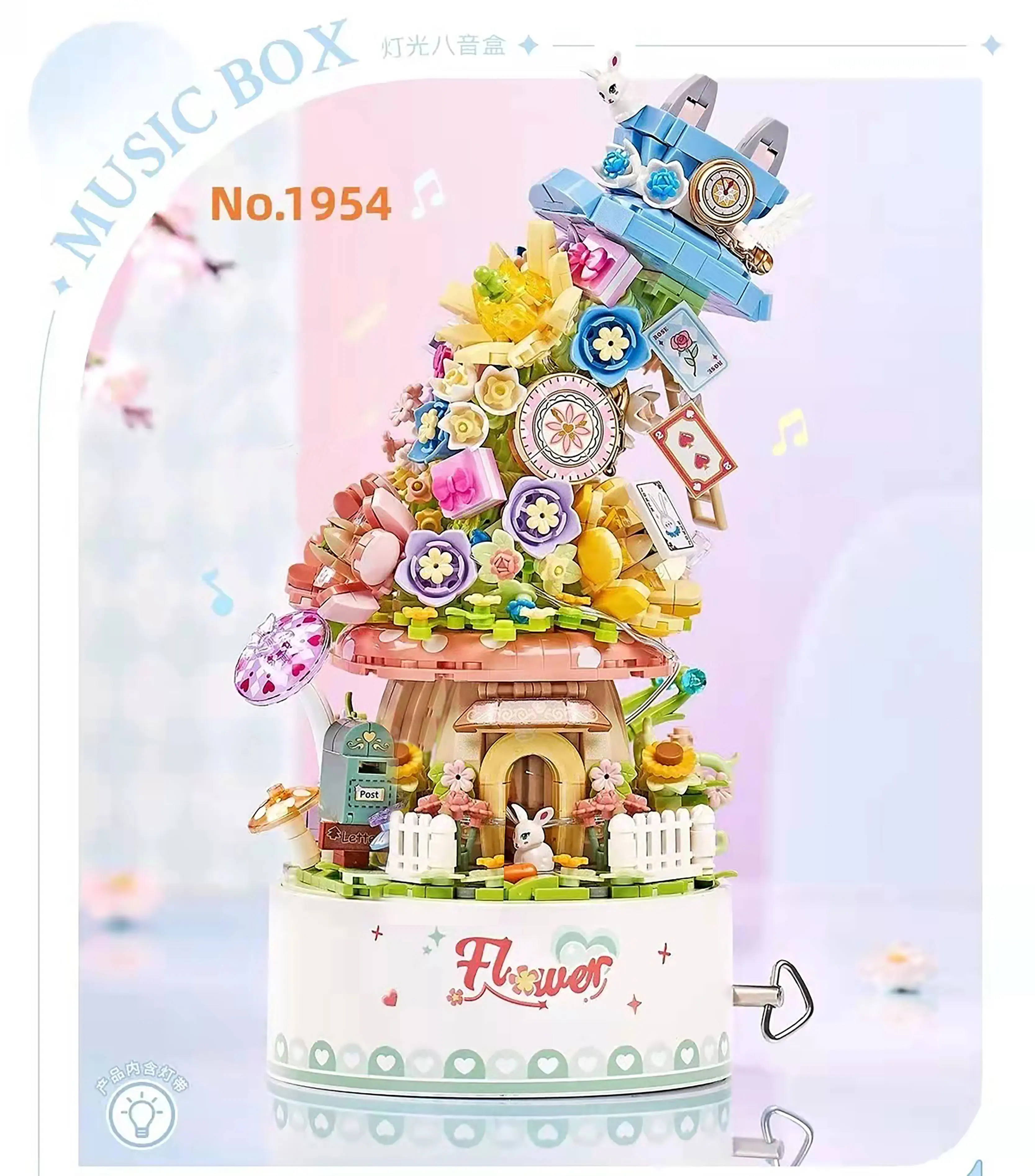 1953 1954 1957 LOZ mini Blocks Building Bricks Toys Flowers Puzzle Lighting Music Box Women Gift Christmas Presents Home Decor