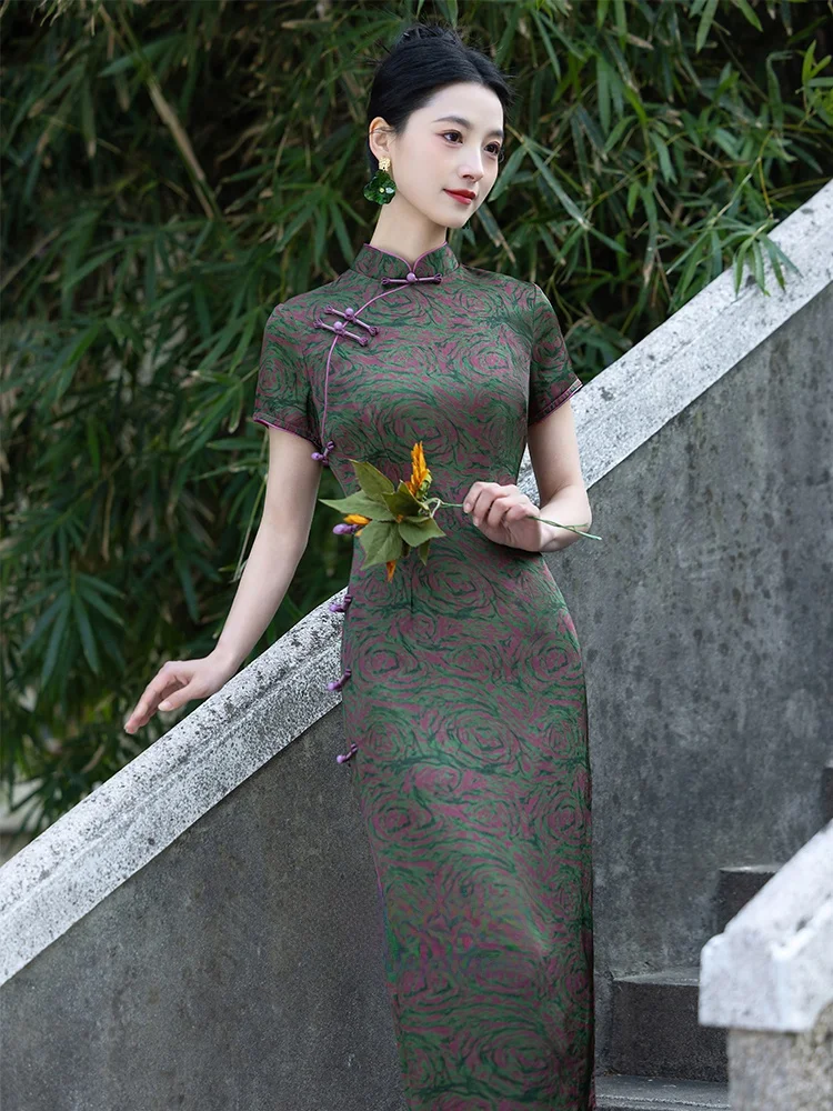 

een Mom plus Size Conceal Belly Young Sle Daily Retro anghai High End Long Slant Lapel ort Sve