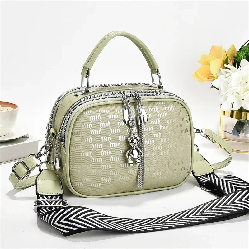 حقيبة كتف جلدية عصرية للسيدات مع مجموعة حقائب يد بحزام طويل من أفضل العلامات التجارية المصممة