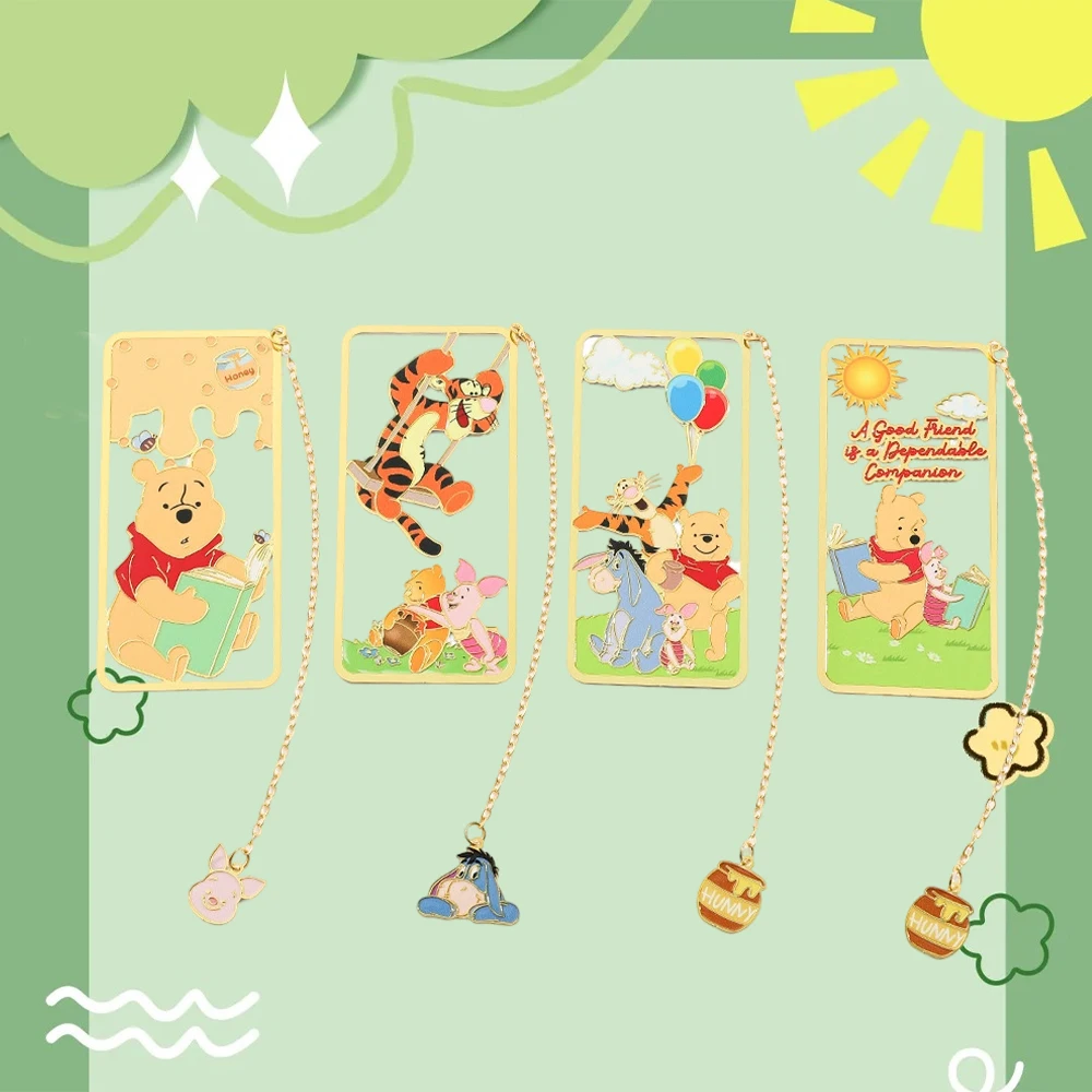 Cartoon Winnie The Pooh Bookmarks Disney Metal Bookmarks Fans Girls Gifts Kids Collections Book Fans Stationery Reading Markers