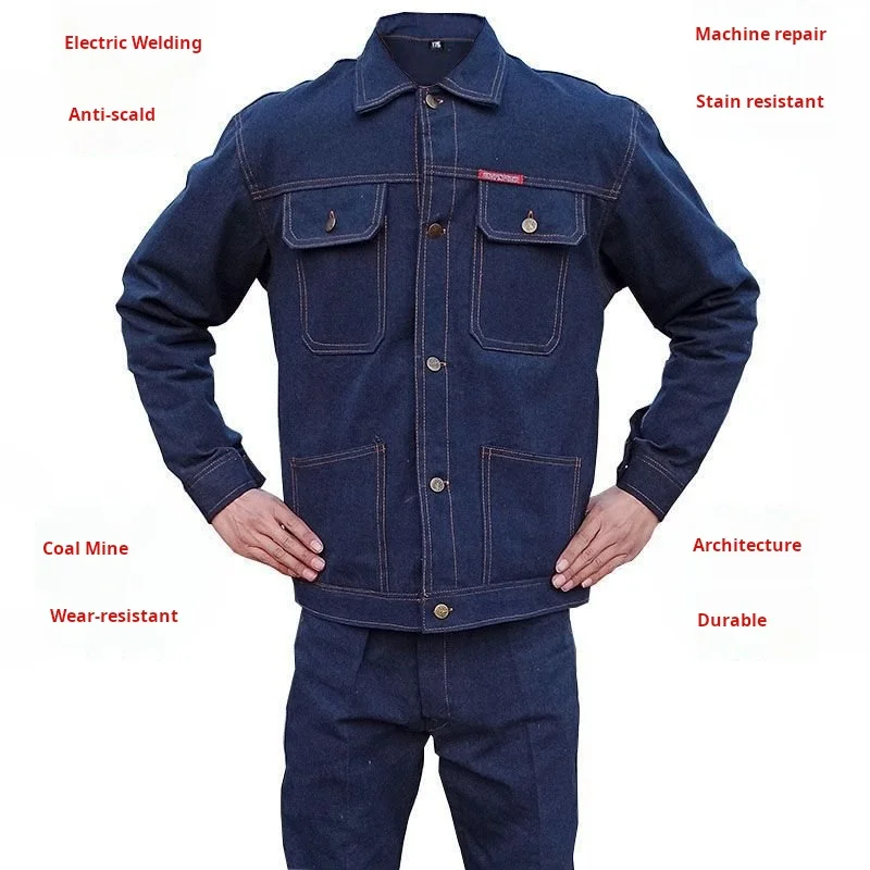 

Labor protective clothing set, construction site welding labor men's heat-resistant spring and autumn workwear