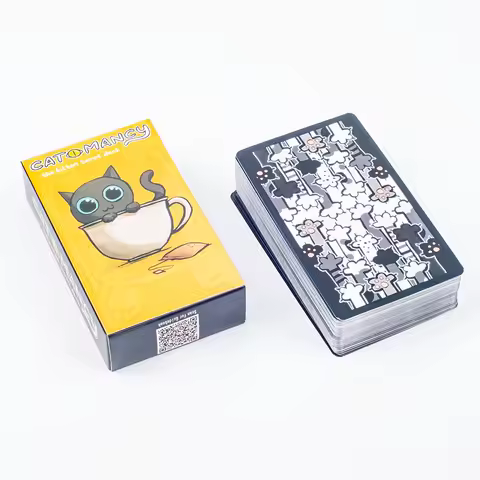 78-Card Cat Mancy Kitten Tarot Deck for Cat Lovers Fate Divination Fortune Telling Party Game Entertainment 10.3x6cm