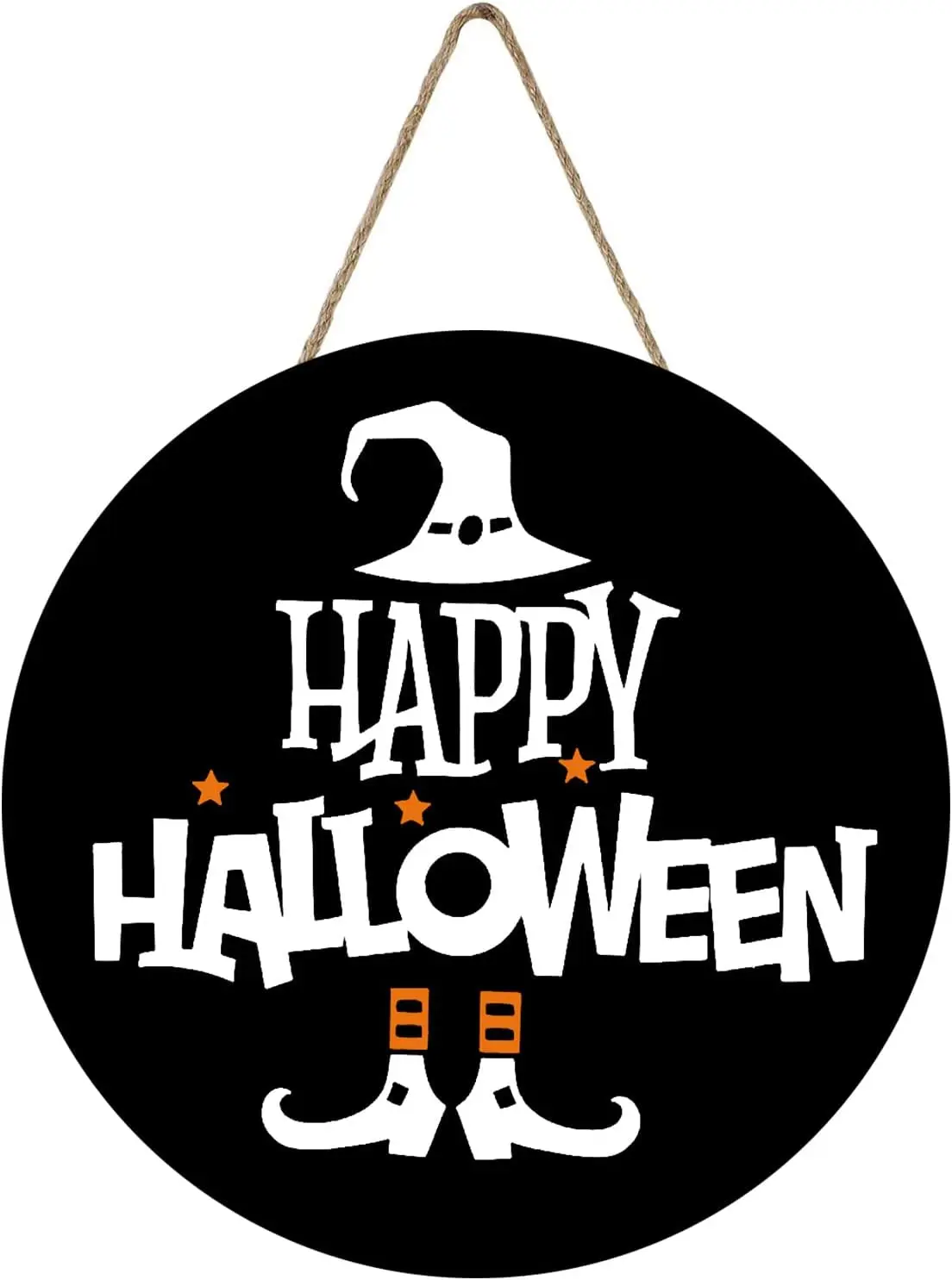 Halloween Decoration Witch Legs Hat Hanging Sign Happy Halloween Wooden Signs Wall Decor Front Door Decorations for Home Yard