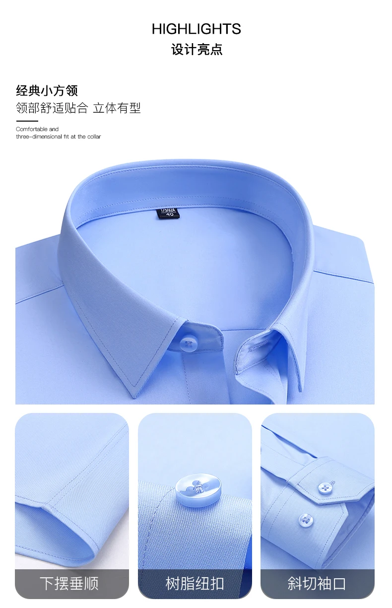 Plus 8XL 7XL 6XL 5XL Bambusfaser-Hemden für Herren Langarm Frühling Knitterfrei Formell Weich Lässig Gestreift Business Gesellschafts-Hemd – Detail 6