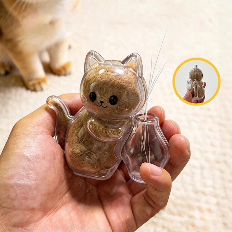 New 1/2pcs Pet Hair Commemorative Box Cute Kitten Hair Beard Transparent Storage Box Cat Shape Creative Refrigerator Sticker