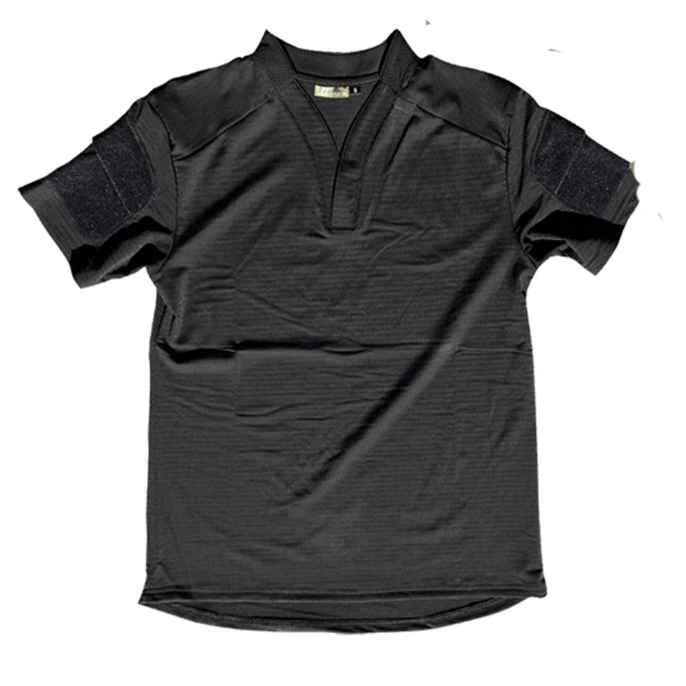 Taktisches Sommer-Outdoor Schnelltrocknendes Kampf-T-Shirt Kurzarm V-Ausschnitt Trainings-Oberteil für Männer