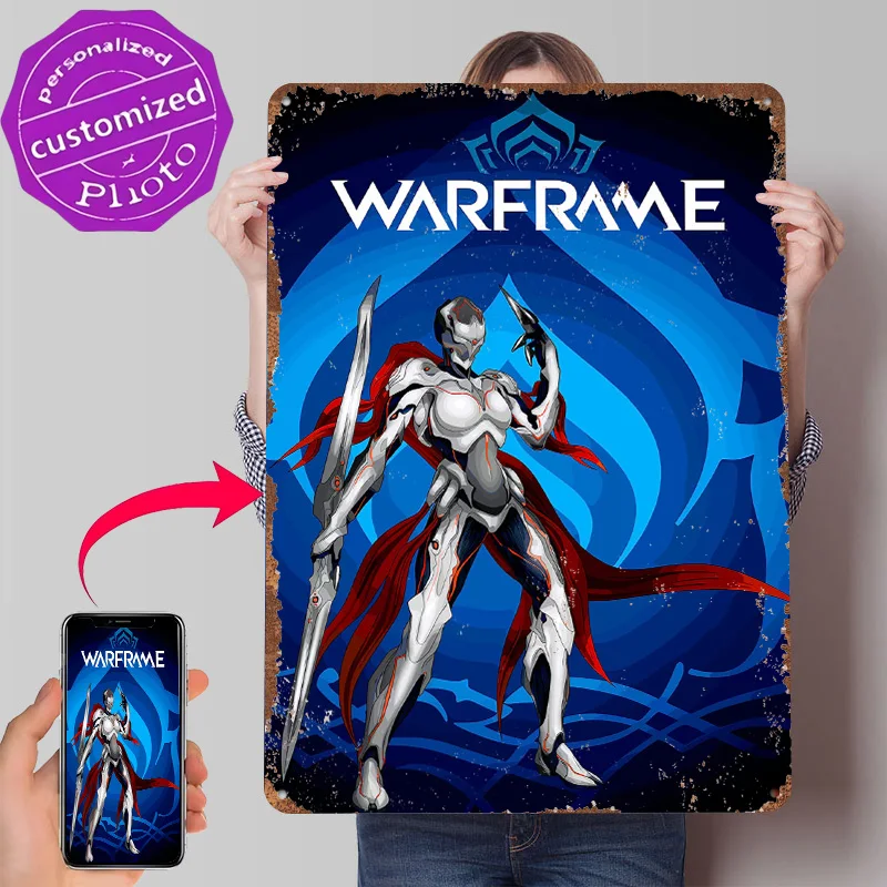 Warframe Character Poster Customized Vintage Metal Signs Wall Art Retro Tin Plaque for Bedroom Decorations Interior Accessories