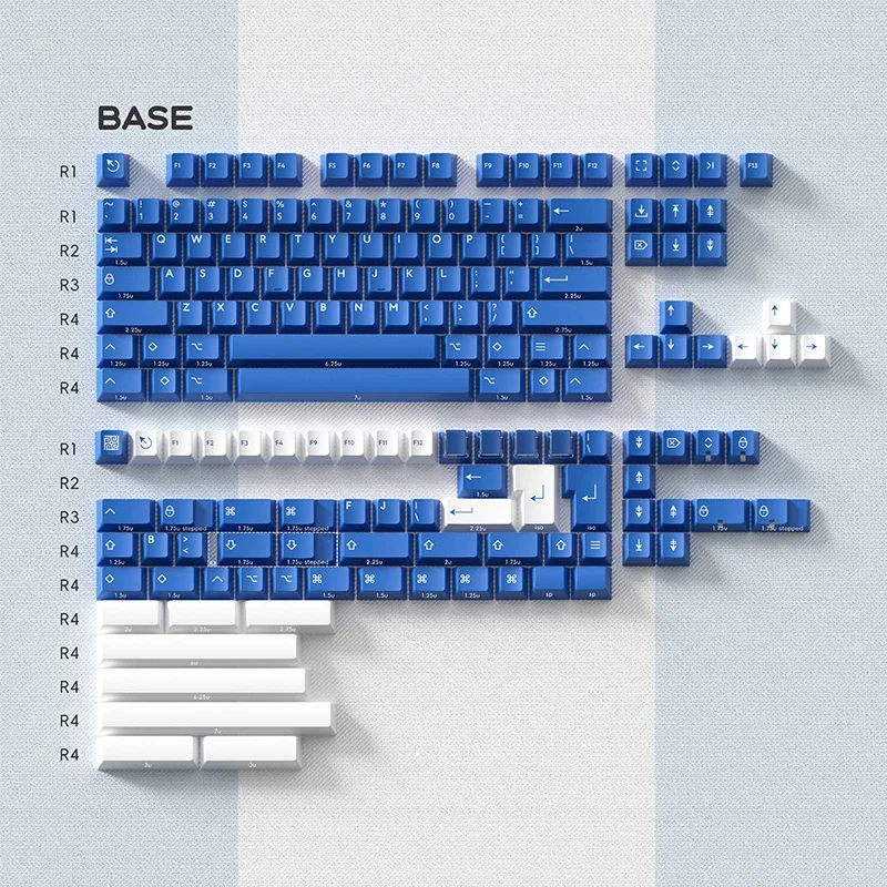 PBT Fans Serenity Blue Mechanical Keyboard Two-color Keycap Custom PBT Material Keycap Cherry MX Switch and Axis Compatibility
