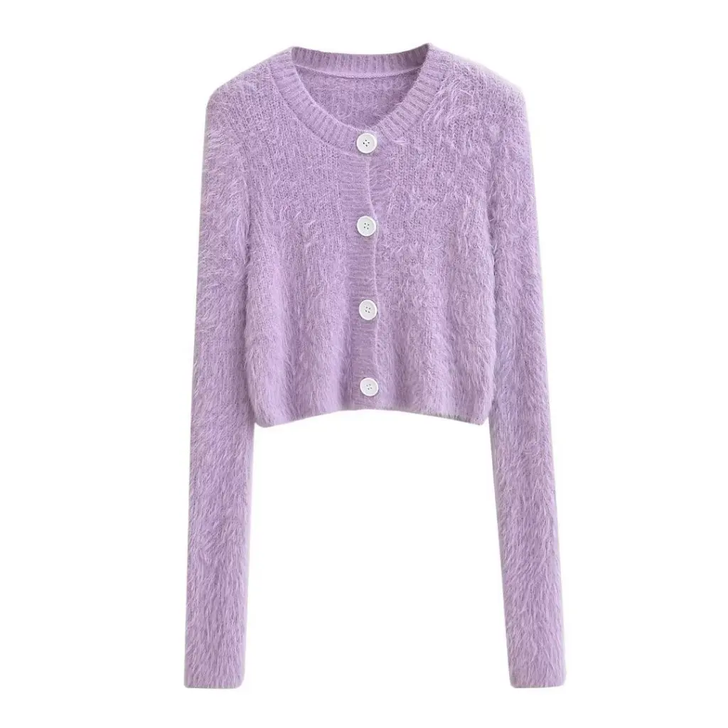 Cardigan lavorato a maglia girocollo da donna Maglione a petto ampio lavorato a maglia simile alla lana Ins Blogger Style Primavera Novità