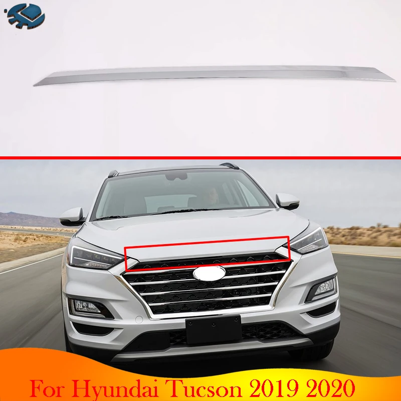 For Hyundai Tucson 2019 2020 ABS Chrome Front Hood Bonnet Grill Grille Bumper Lip Mesh Trim Cover Molding