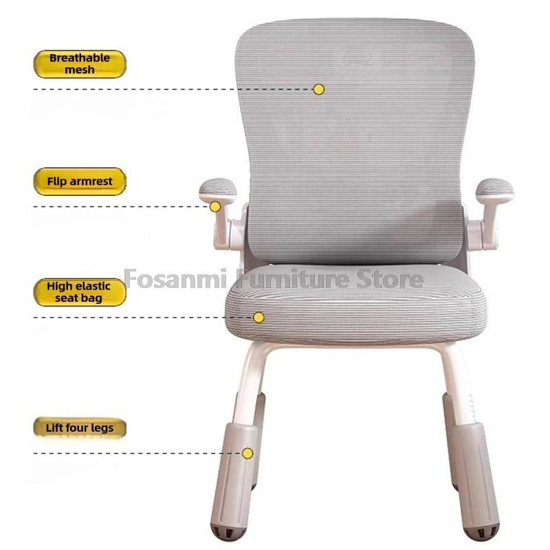 Sedia ergonomica da studio per bambini, sedia da ufficio, regolabile, comoda, in rete traspirante, sedia da scrivania per computer da giocatore con piedini fissi