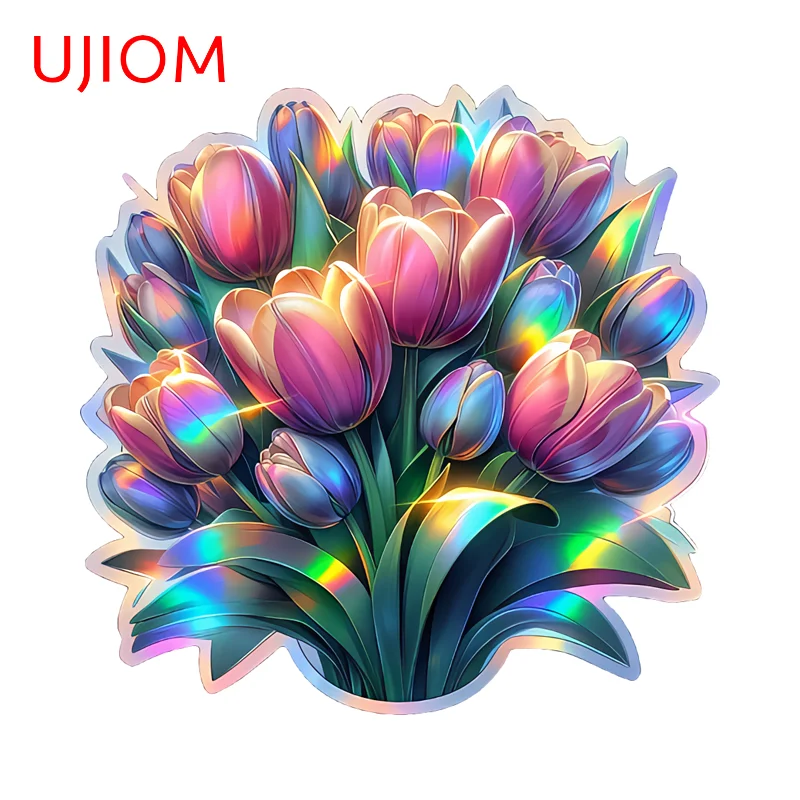 UJIOM Beautiful Flower Laser-proof Wall Sticker Enchanting Attractive High-quality Cartoon Decal Suitable For Wardrobe Vestibule