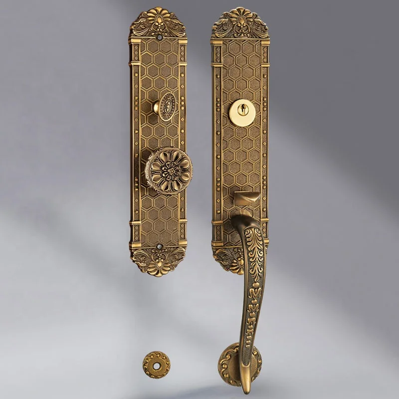 

Solid Wood Villa Luxury Outdoor Single Door Lock American Conference Room Zinc Alloy Material Lock
