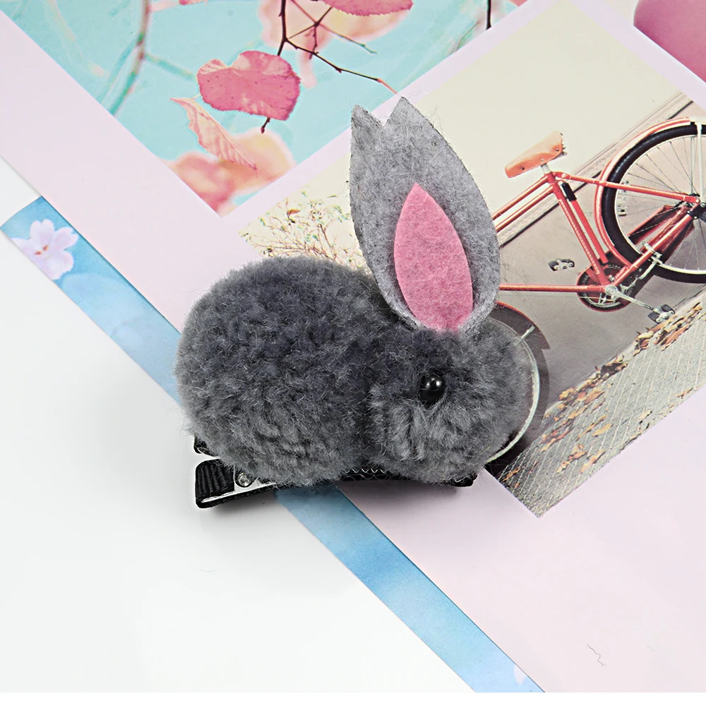 Lovely Hair Ball Rabbit Hair Clip for Children Girl Duckbill Clip Animal Hairpin Korea Simple Hair Accessories Headwear Barrette