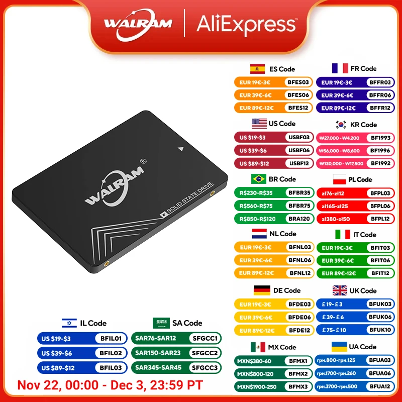 WALRAM SSD 120GB 128GB 240GB 2.5 Solid state drive 480GB 960GB ssd 256GB 512GB 720GB 1TB hard drive disk  for laptop computer